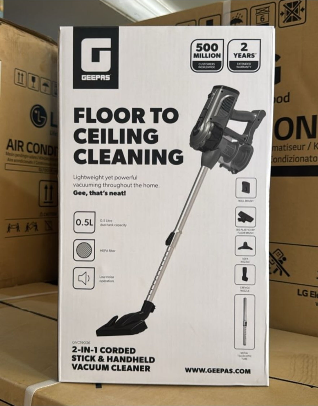 Geepas 2 in 1 corded stick vacuum cleaner GVC 19036