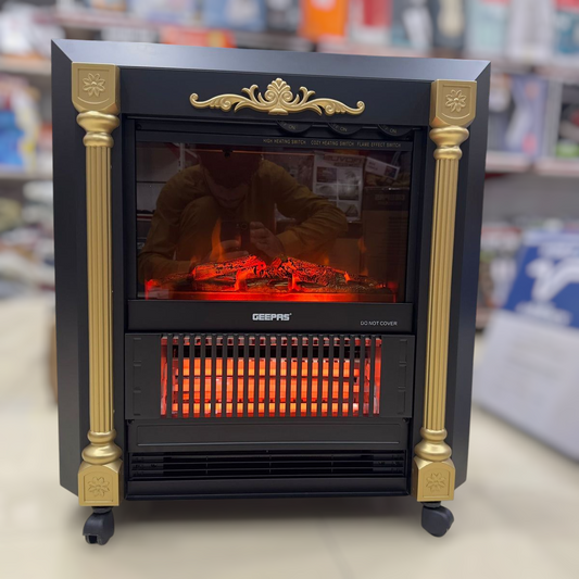 Geepas Quartz Tube Log Flame Effect Electric Heater 28579