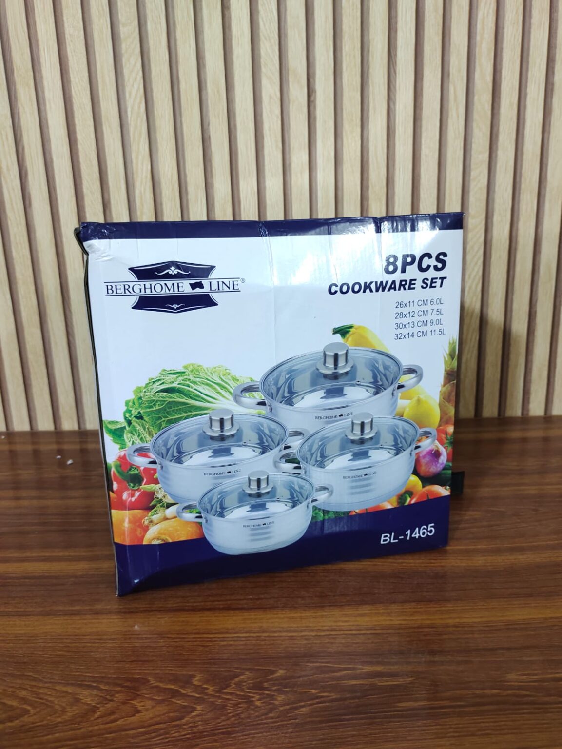 Original Italian lot BergHome 8pcs Stainless Steel Cookware Set