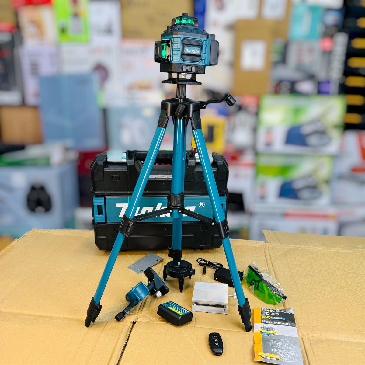 360 Rechargeable Laser Level – 16-Line Green Laser with Tripod & Remote Control