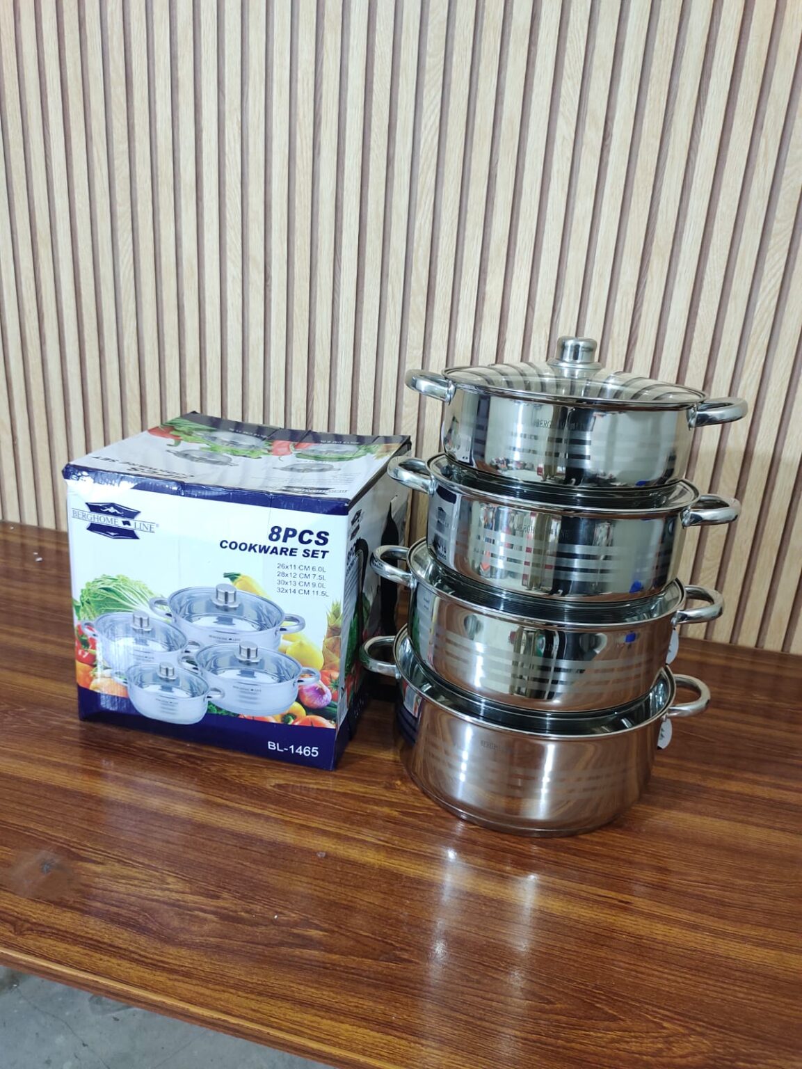 Original Italian lot BergHome 8pcs Stainless Steel Cookware Set