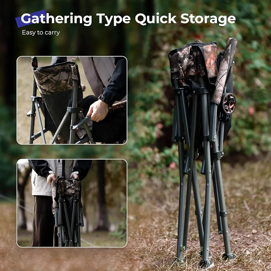 Camping Folding Chair, Heavy Duty Steel Frame Support 150kg