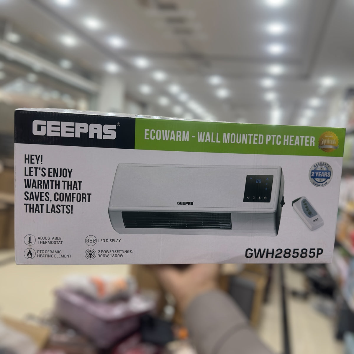 Geepas Eco warm Wall Mounted PTC Heater 28585