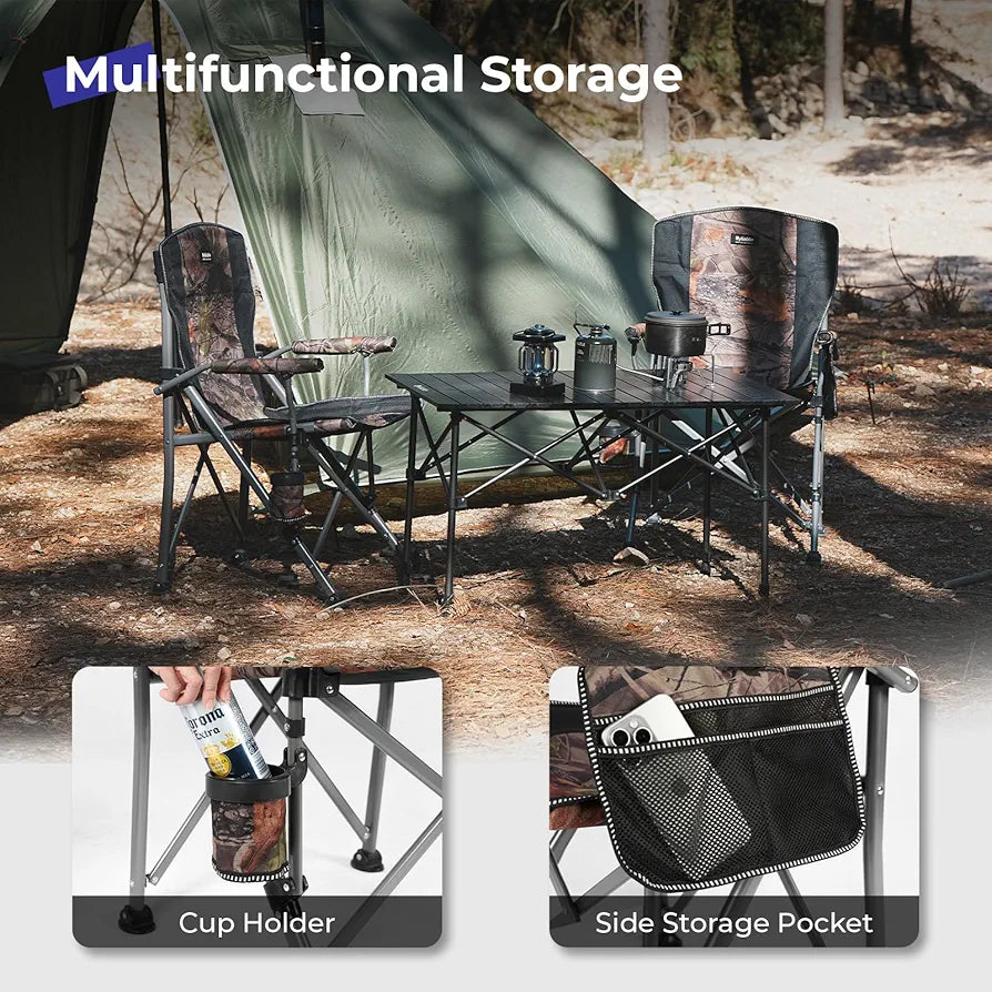 Camping Folding Chair, Heavy Duty Steel Frame Support 150kg