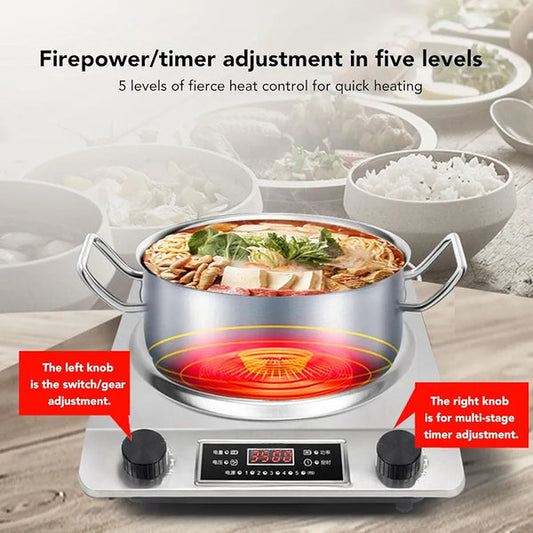 Induction Cooker, Countertop, Single Burner, Efficient Touch Control Panel 3500W