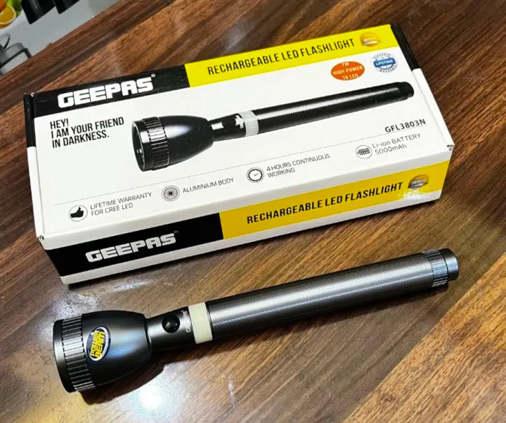Geepas Rechargeable LED Flashlight GFL3803N  Original Product torch