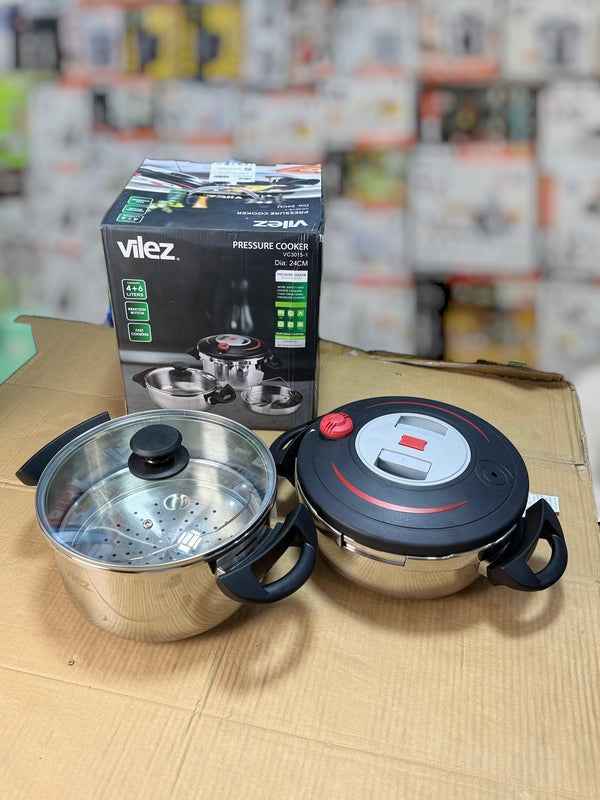 Vilez automatic pressure cooker with steamer 6L &4L