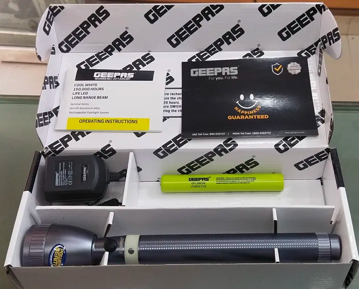 Geepas Rechargeable LED Flashlight GFL3803N  Original Product torch